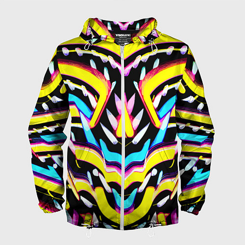Мужская ветровка Abstract mirrow pattern - neural network / 3D-Белый – фото 1