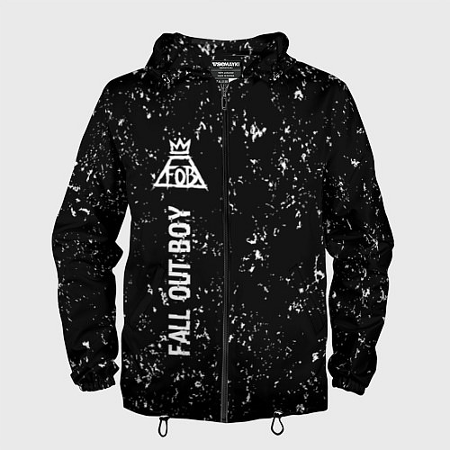 Мужская ветровка Fall Out Boy glitch на темном фоне: по-вертикали / 3D-Черный – фото 1
