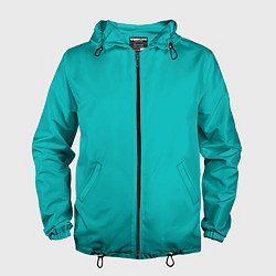 Ветровка с капюшоном мужская Цвет морской волны однотонный, цвет: 3D-черный