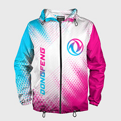 Ветровка с капюшоном мужская Dongfeng neon gradient style: надпись, символ, цвет: 3D-черный