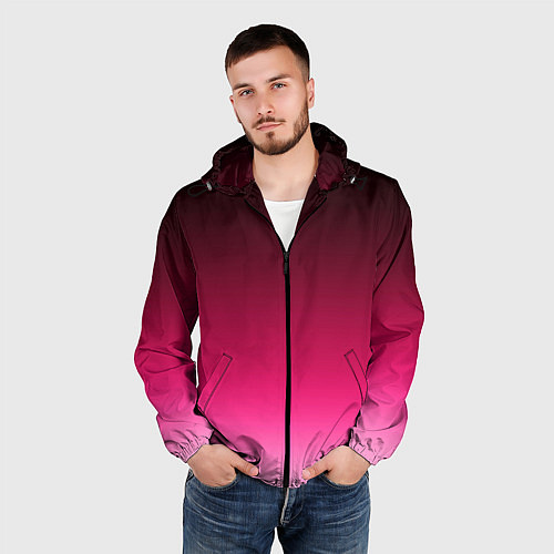Мужская ветровка Розово-малиновый градиент / 3D-Черный – фото 3