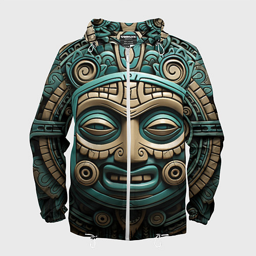 Мужская ветровка Орнамент в стиле индейцев майя / 3D-Белый – фото 1