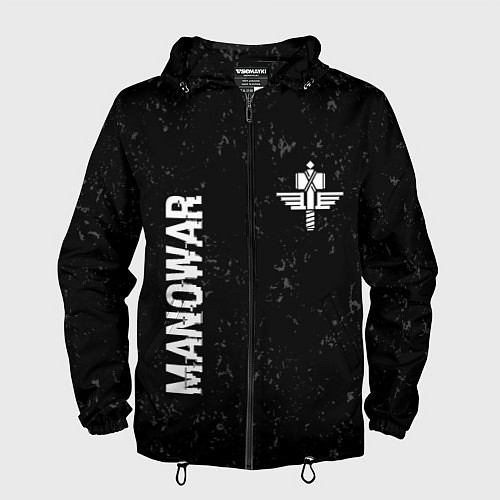 Мужская ветровка Manowar glitch на темном фоне вертикально / 3D-Черный – фото 1