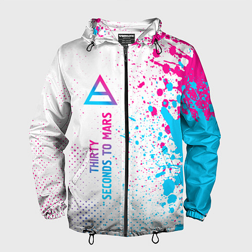 Мужская ветровка Thirty Seconds to Mars neon gradient style: по-вер / 3D-Черный – фото 1