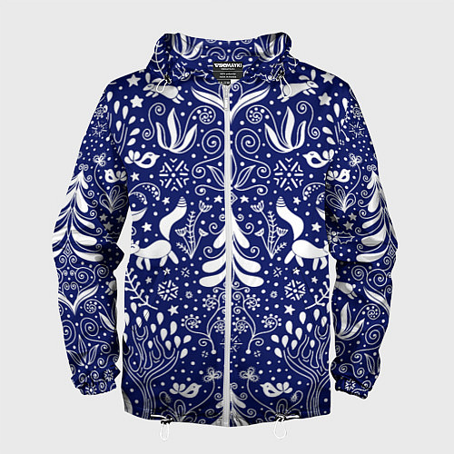 Мужская ветровка Зимний лес в скандинавском стиле - паттерн / 3D-Белый – фото 1