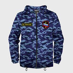 Ветровка с капюшоном мужская Камуфляж синий - Виктор, цвет: 3D-черный