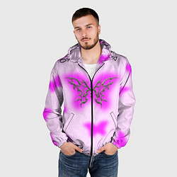 Ветровка с капюшоном мужская Y2K purple butterfly, цвет: 3D-черный — фото 2