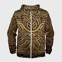 Ветровка с капюшоном мужская Орнамент в стиле викингов, цвет: 3D-белый
