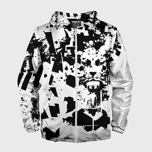 Мужская ветровка Морда льва - абстракция / 3D-Белый – фото 1