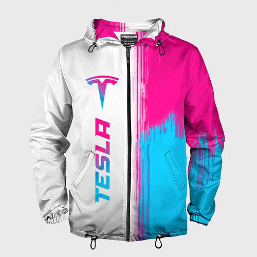 Мужская ветровка Tesla neon gradient style по-вертикали / 3D-Черный – фото 1