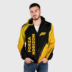 Ветровка с капюшоном мужская Forza Horizon - gold gradient вертикально, цвет: 3D-черный — фото 2