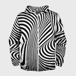 Ветровка с капюшоном мужская Цвета зебры оптическая иллюзия, цвет: 3D-белый