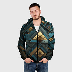 Ветровка с капюшоном мужская Геометрический узор в египетском стиле, цвет: 3D-черный — фото 2