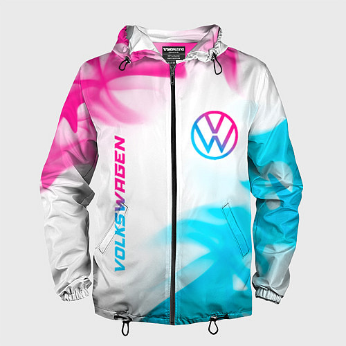 Мужская ветровка Volkswagen neon gradient style вертикально / 3D-Черный – фото 1