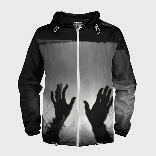 Мужская ветровка Руки зомби в ночном тумане / 3D-Белый – фото 1