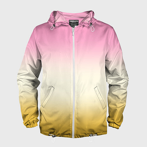 Мужская ветровка Розовый бежевый желтый градиент / 3D-Белый – фото 1