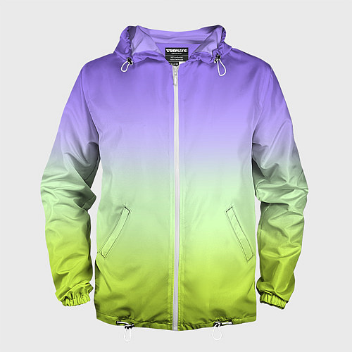 Мужская ветровка Фиолетовый мятный и желто-зеленый градиент / 3D-Белый – фото 1