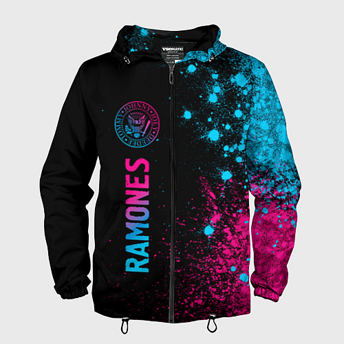 Мужская ветровка Ramones - neon gradient по-вертикали / 3D-Черный – фото 1