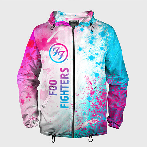 Мужская ветровка Foo Fighters neon gradient style по-вертикали / 3D-Черный – фото 1