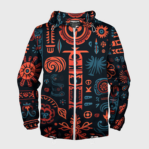 Мужская ветровка Абстрактный паттерн в славянской стилистике / 3D-Белый – фото 1
