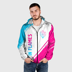 Ветровка с капюшоном мужская In Flames neon gradient style вертикально, цвет: 3D-черный — фото 2