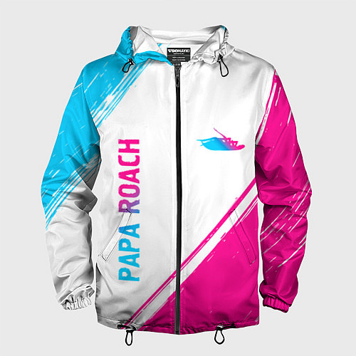 Мужская ветровка Papa Roach neon gradient style вертикально / 3D-Черный – фото 1