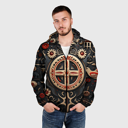 Мужская ветровка Орнамент в славянской стилистике / 3D-Черный – фото 3