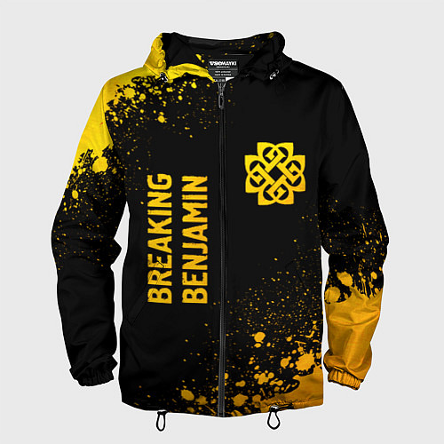 Мужская ветровка Breaking Benjamin - gold gradient вертикально / 3D-Черный – фото 1
