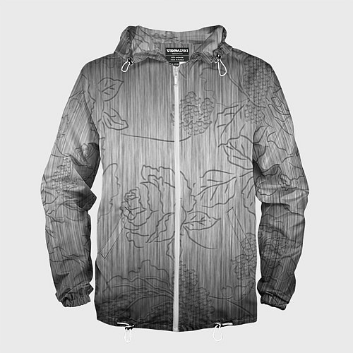 Мужская ветровка Узоры цветов на стали вытравлены / 3D-Белый – фото 1