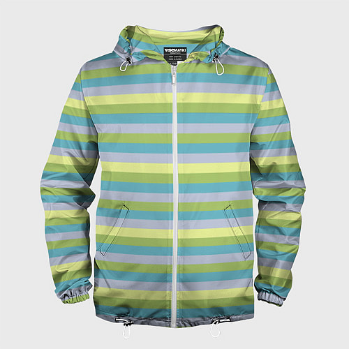 Мужская ветровка Серый и лимонный полосатый / 3D-Белый – фото 1