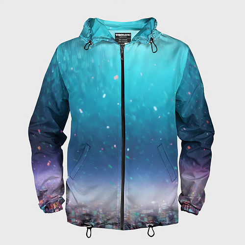 Мужская ветровка Футуристичный город и конфетти / 3D-Черный – фото 1