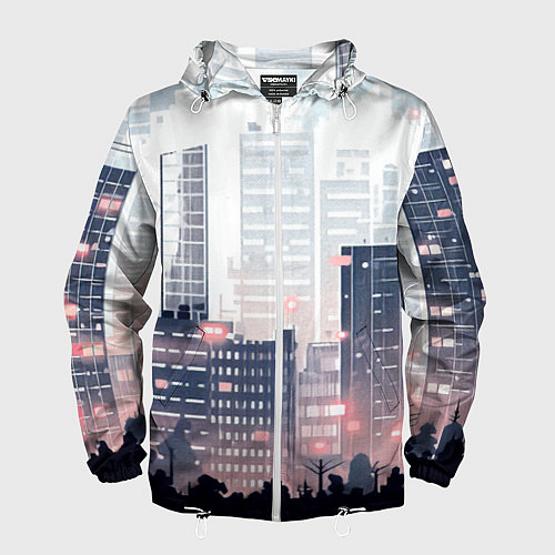 Мужская ветровка Безмятежный город / 3D-Белый – фото 1