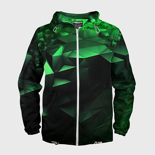 Мужская ветровка Видение зеленого в абстракции / 3D-Белый – фото 1