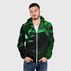 Ветровка с капюшоном мужская Видение зеленого в абстракции, цвет: 3D-белый — фото 2