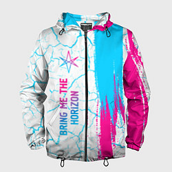 Ветровка с капюшоном мужская Bring Me the Horizon neon gradient style по-вертик, цвет: 3D-черный