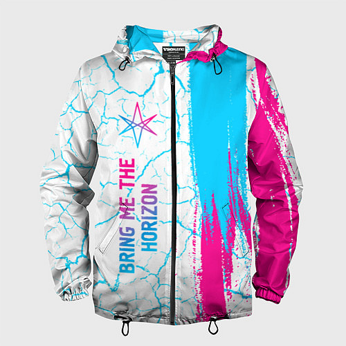 Мужская ветровка Bring Me the Horizon neon gradient style по-вертик / 3D-Черный – фото 1