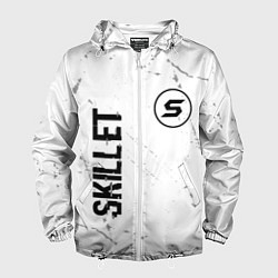 Ветровка с капюшоном мужская Skillet glitch на светлом фоне вертикально, цвет: 3D-белый