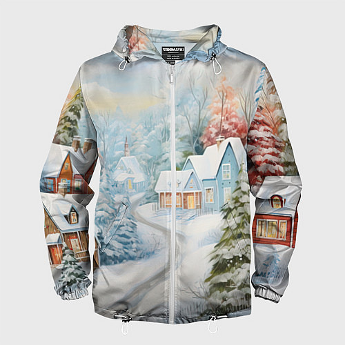 Мужская ветровка Морозная феерия ночи / 3D-Белый – фото 1