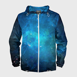 Ветровка с капюшоном мужская Голубой космос, цвет: 3D-белый