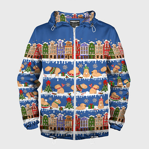 Мужская ветровка Капибара зимой / 3D-Белый – фото 1