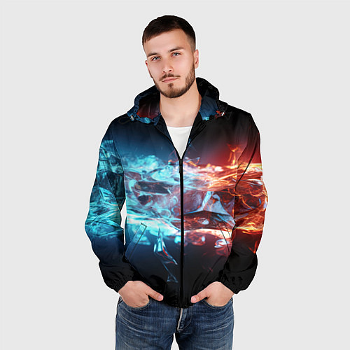 Мужская ветровка Лед и пламя абстракция / 3D-Черный – фото 3