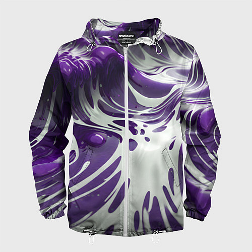 Мужская ветровка Бело-фиолетовая краска / 3D-Белый – фото 1