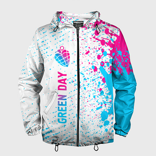 Мужская ветровка Green Day neon gradient style по-вертикали / 3D-Черный – фото 1