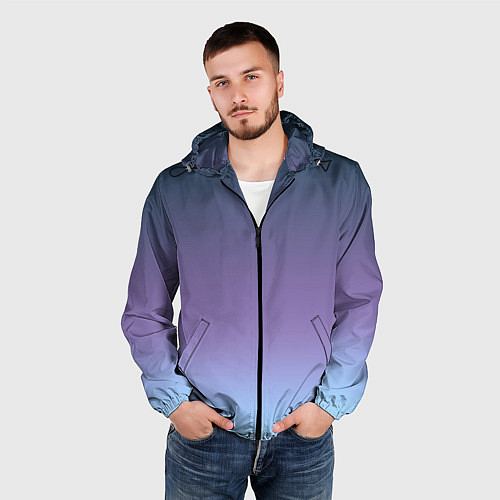 Мужская ветровка Градиент синий фиолетовый голубой / 3D-Черный – фото 3