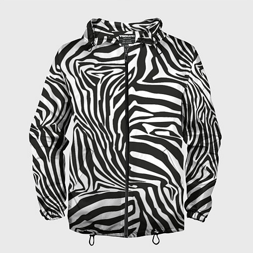 Мужская ветровка Шкура зебры черно - белая графика / 3D-Черный – фото 1