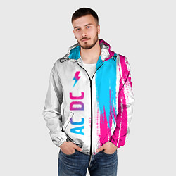 Ветровка с капюшоном мужская AC DC neon gradient style по-вертикали, цвет: 3D-черный — фото 2