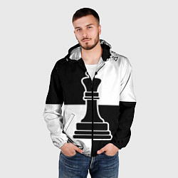 Ветровка с капюшоном мужская Шахматы - ферзь, цвет: 3D-черный — фото 2