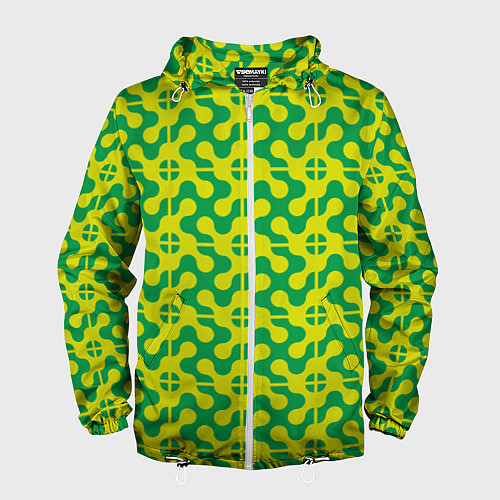 Мужская ветровка Паттерн из трансформированных геометрических фигур / 3D-Белый – фото 1