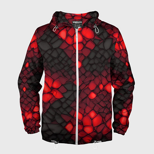 Мужская ветровка Красный трескающийся камень / 3D-Белый – фото 1