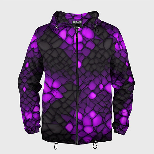 Мужская ветровка Фиолетовый трескающийся камень / 3D-Черный – фото 1